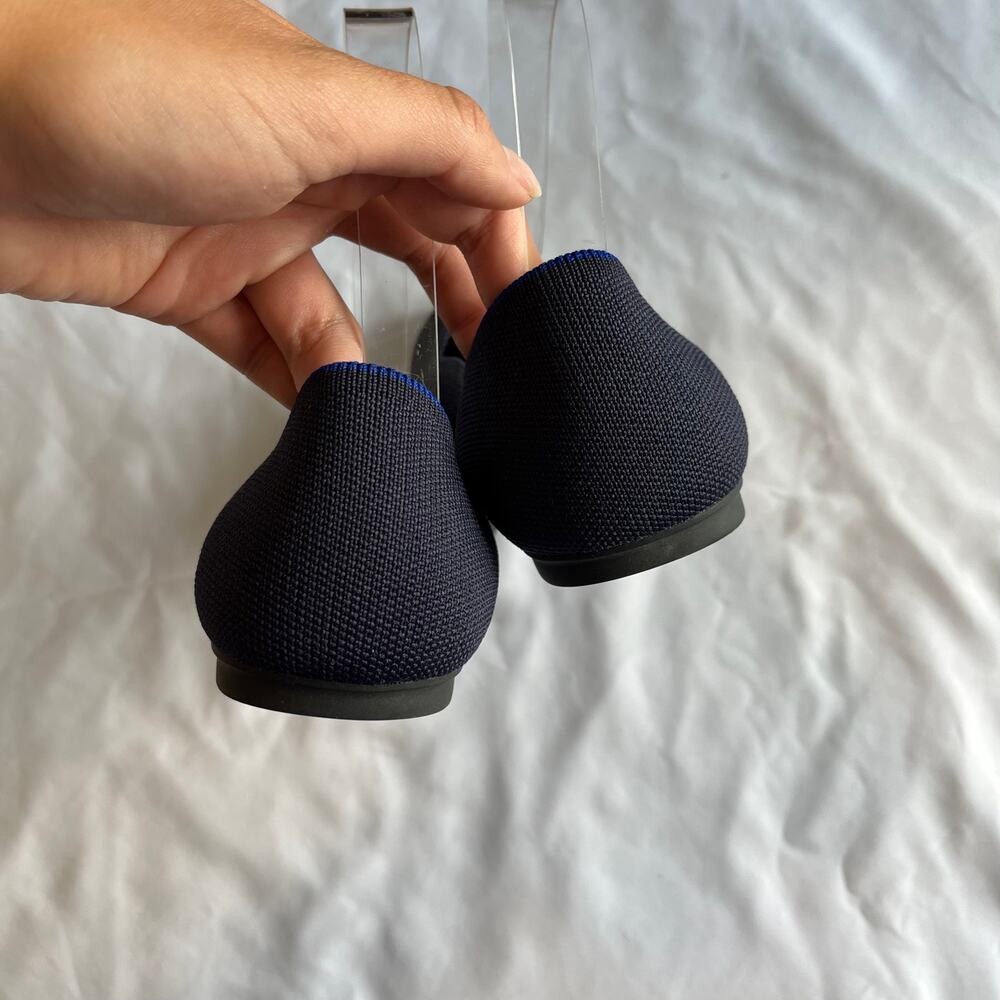 Rothys The Flat Navy Blue Ballet Flat Round Toe Career Office - Picture 2 of 6